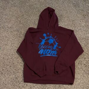 Gildan Maroon Hoodie with Blue Print